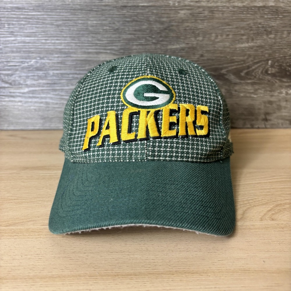 Vintage Green Bay Packers Hat Cap Strap Back Mens Green Yellow NFL Football 90s